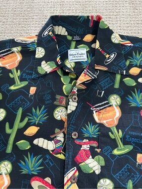 David Carey Hawaiian Shirt Tequila Margarita Print Size Large